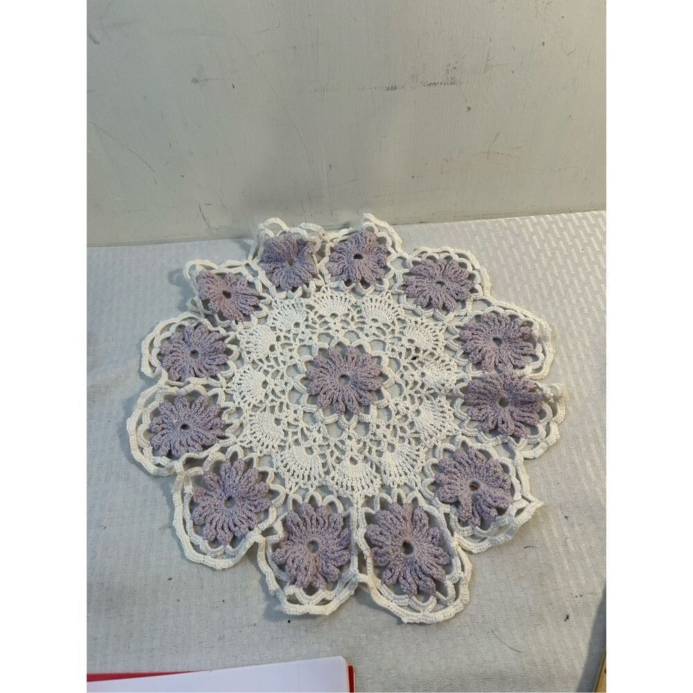 Homemade crochet Dolly‎ purple 14"